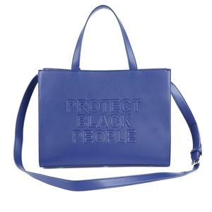Cise - Cobalt blue statement tote bag “Protect Black People”